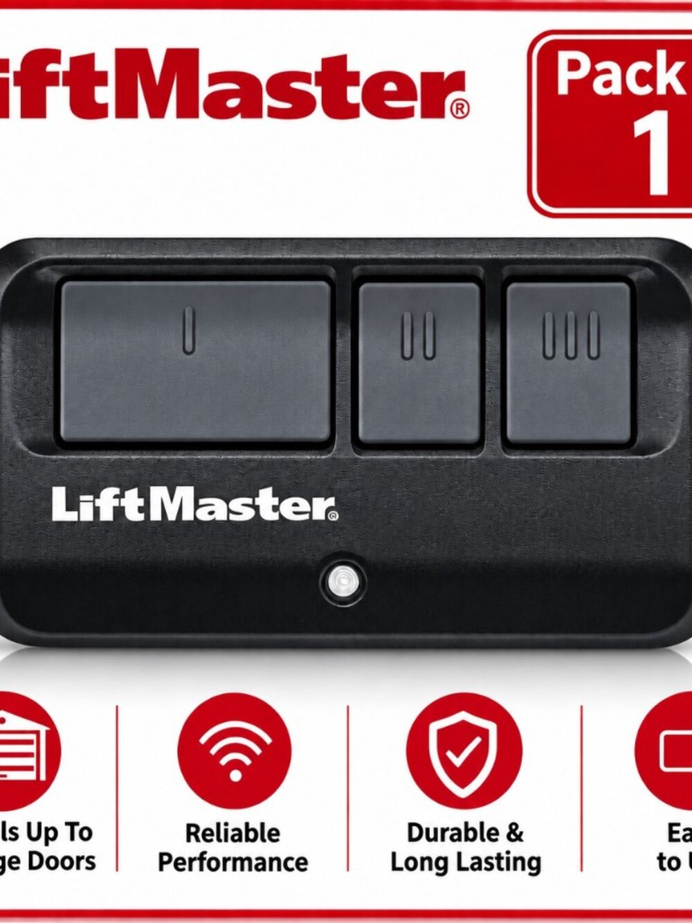 LiftMaster 893Max Security+ 2.0 3-Button Door Operator Remote Control with Visor